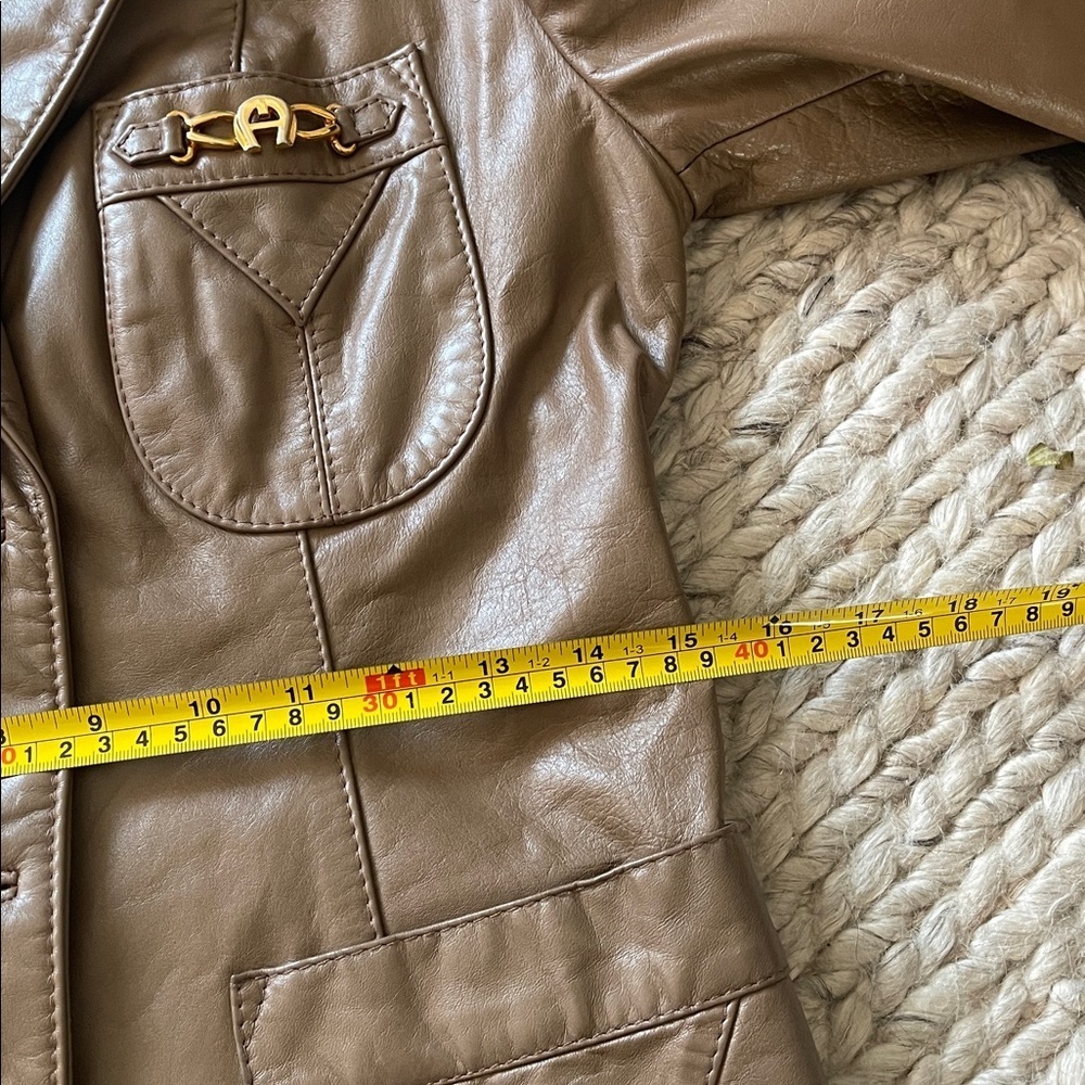 Vintage Etienne Aigner Leather Blazer Equestrian Minimalist Jacket Old Money 90s - Picture 11 of 13